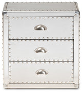 Baxton Studio Armel French Industrial Silver Metal 3-Drawer End Table
