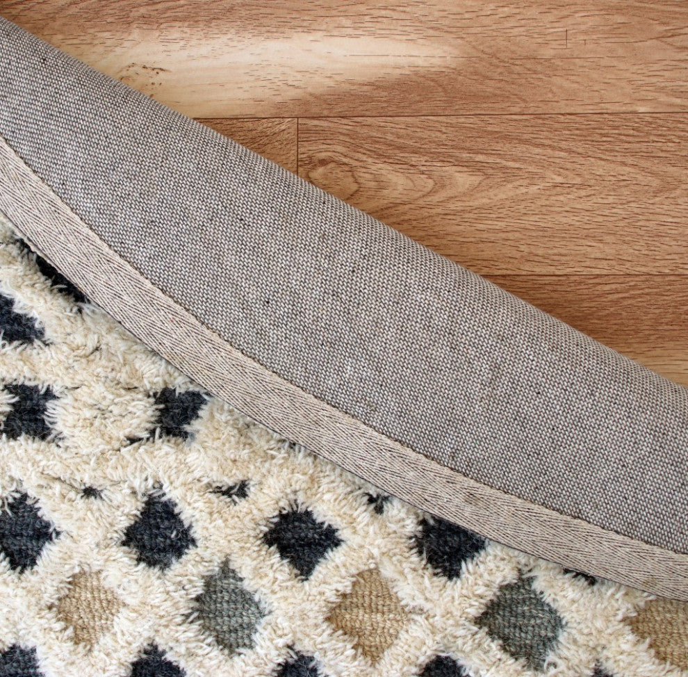 6" Round Blue and Cream Decorative Area Rug