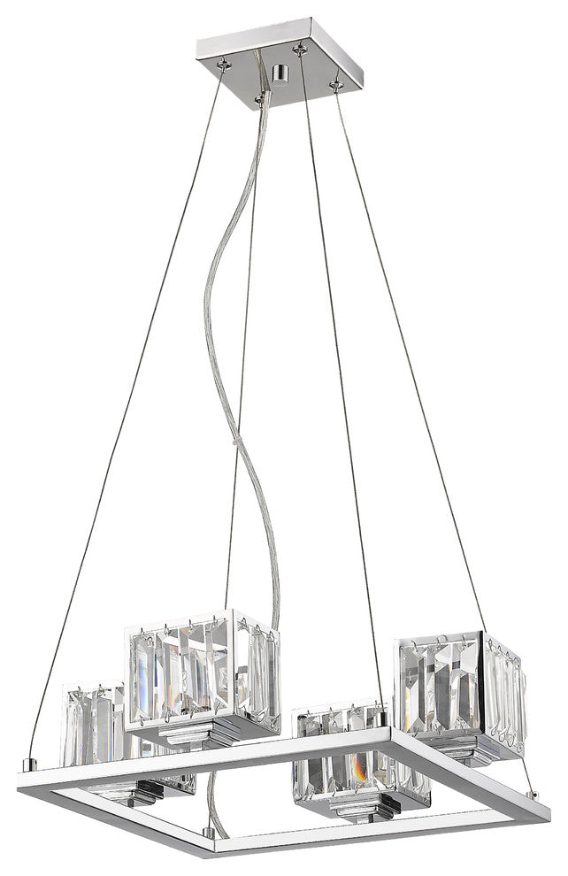 Trilluminate 4-Light Chrome Finish Crystal Shade Mini Chandelier 16"