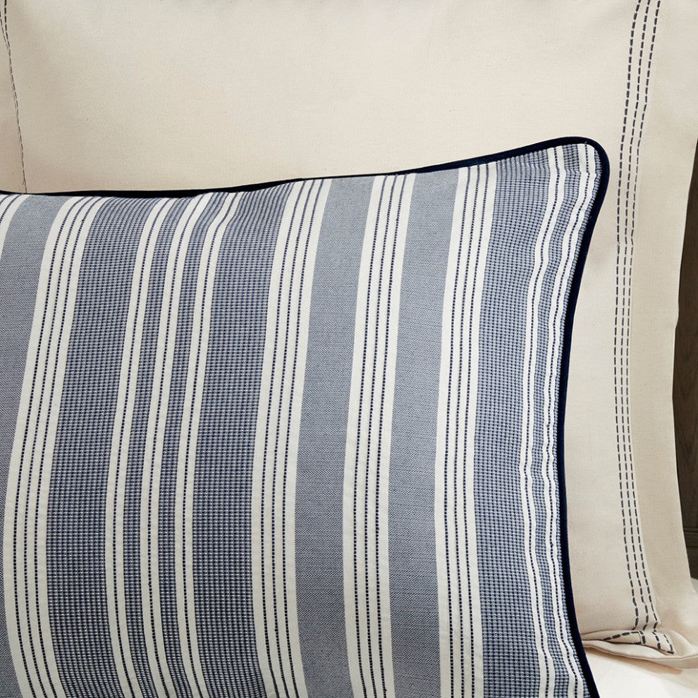Madison Park Farmhouse Comforter Duvet Cover Set With Insert, Blue, Blue, Queen