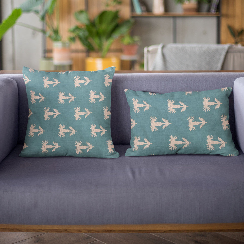 Plutus Blue Growth Motif Luxury Throw Pillow, 18"x18"