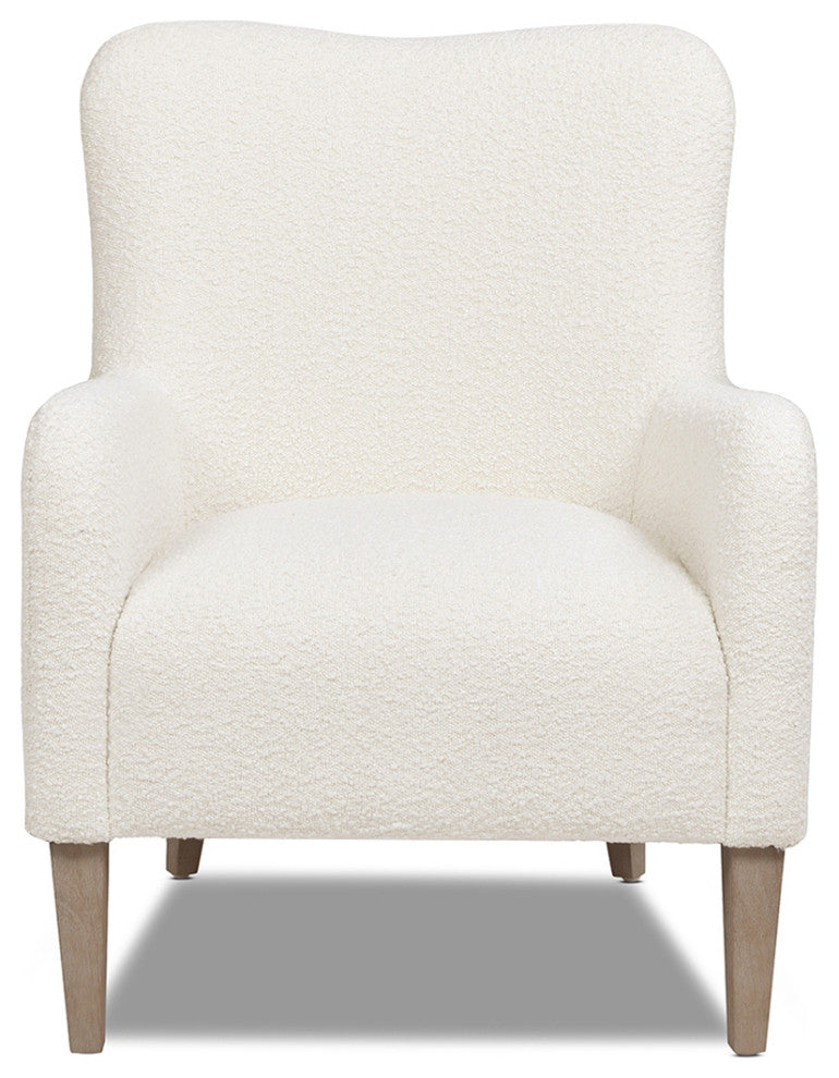 Nimbus 27.5" Curved Accent Chair, Ivory White Boucle