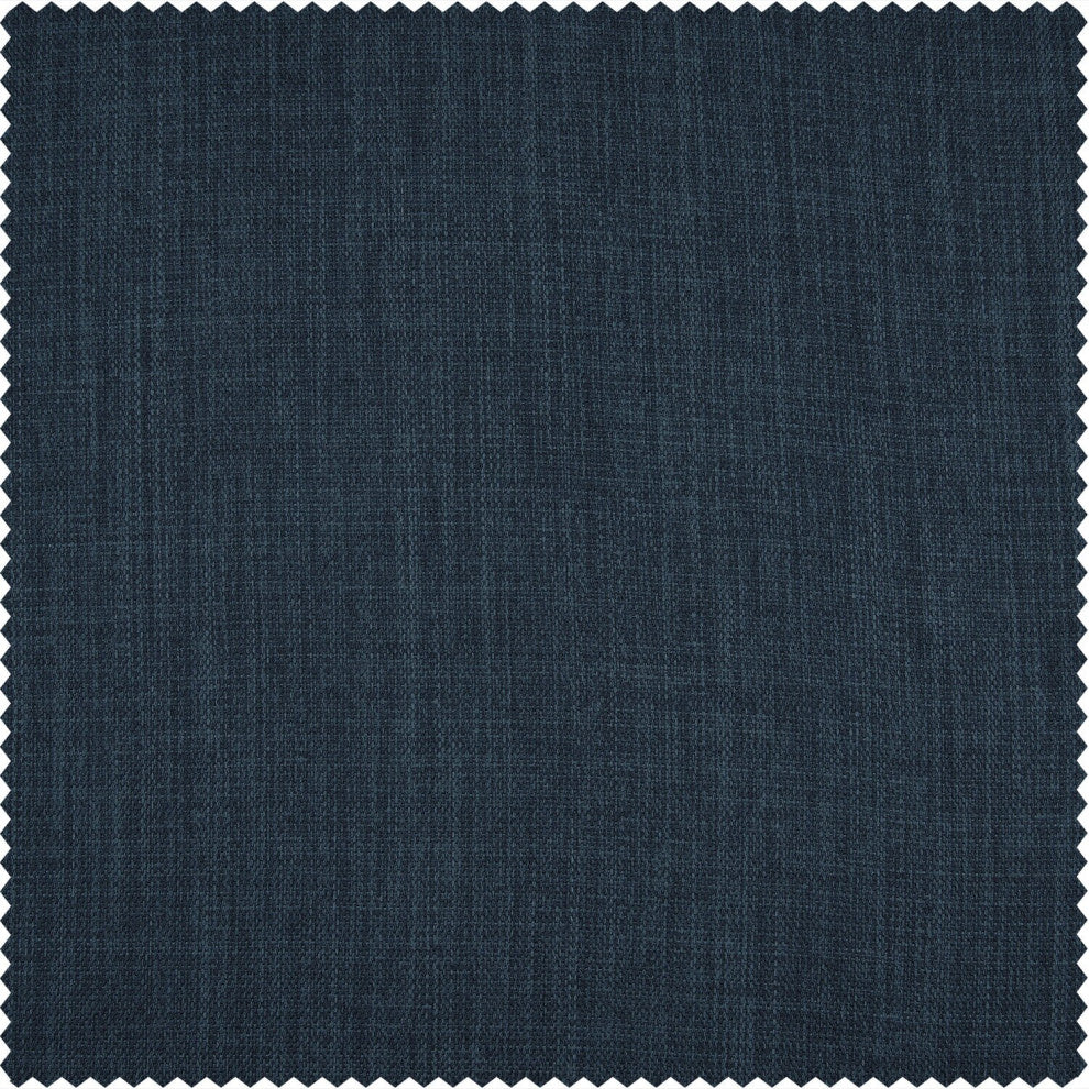 Lake Blue Monochromatic Faux Linen Room Darkening Fabric Sample, 4Wx4L
