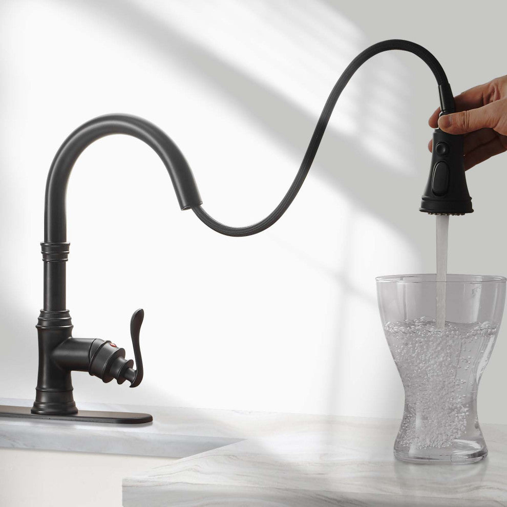 Single Handle High Pull Out Kitchen Faucets With Pull Down Sprayer
