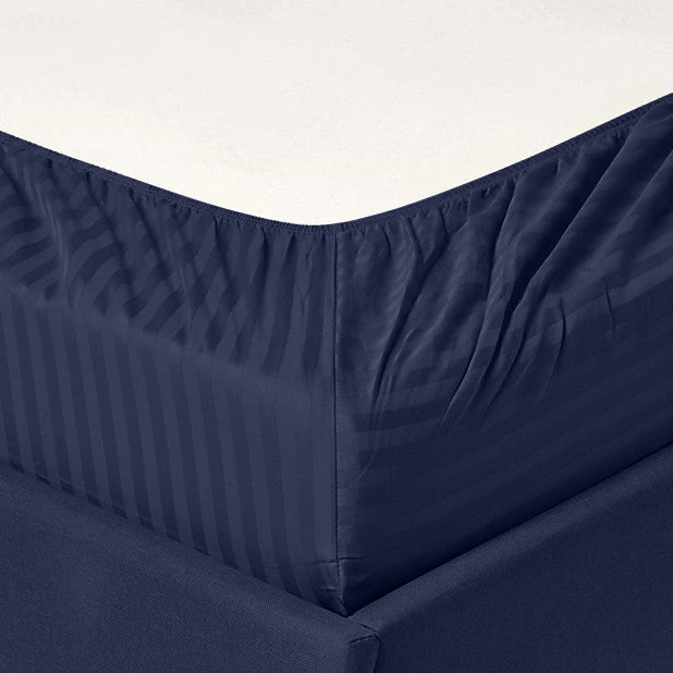 600 Thread Count 100% Cotton Stripe Sheet Set, Navy, Twin
