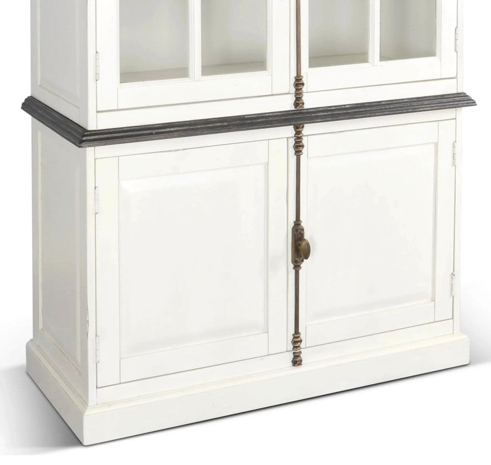 White Buffet and Hutch With Glass Doors
