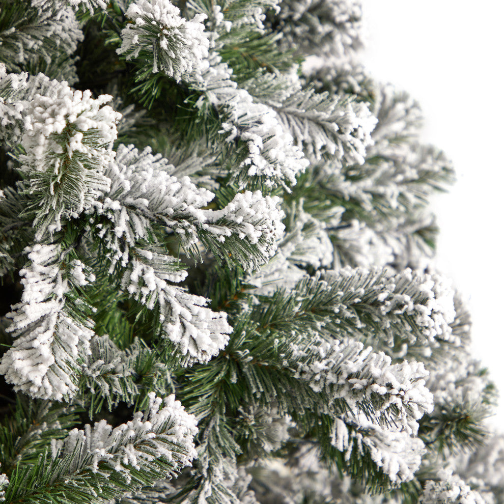 9' Flocked West Virginia Fir Artificial Christmas Tree With 650 Clear LED Lights