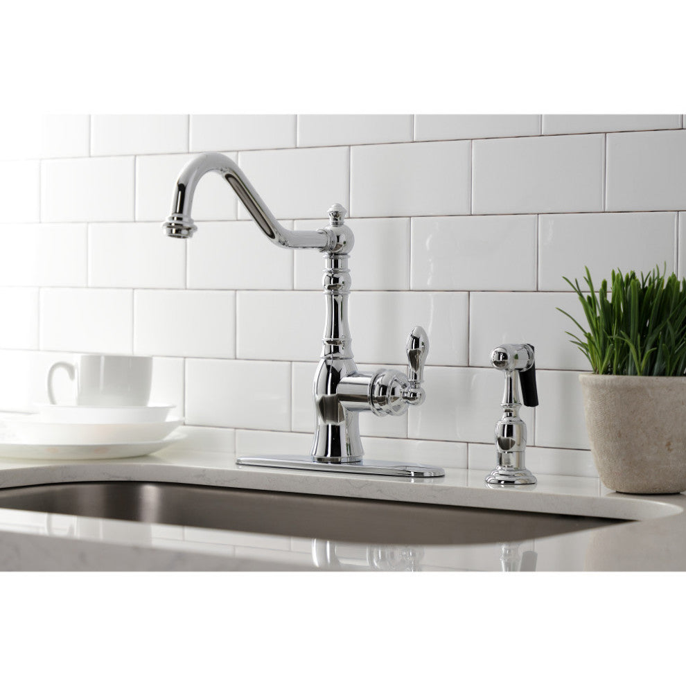 GSY7701ACLBS Single Handle Kitchen Faucet With Brass Sprayer, Polished Chrome