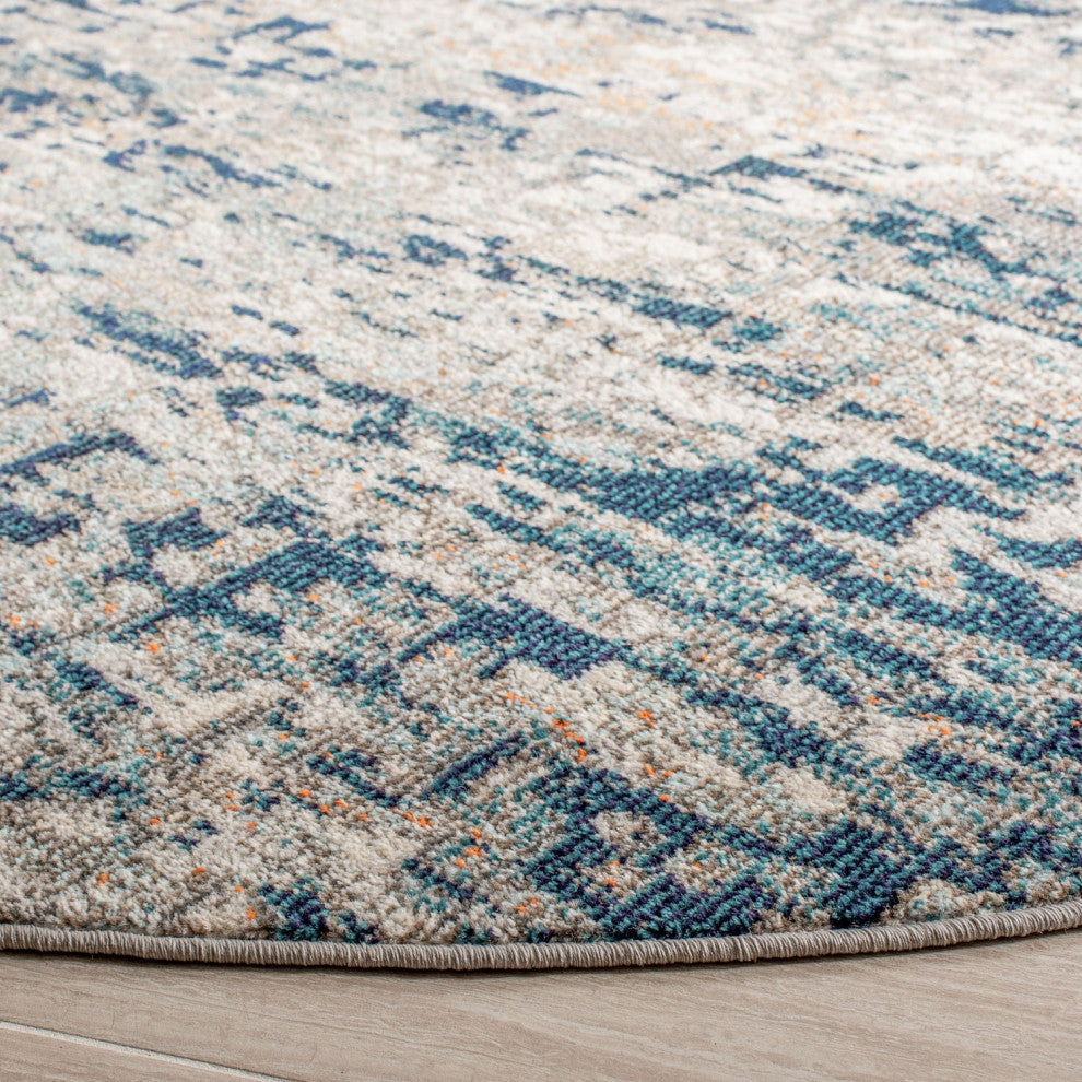 Safavieh Madison Mad460K Organic and Abstract Rug, Gray and Blue, 10'0"x10'0" Square