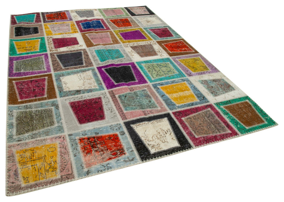 Rug N Carpet - Hand-Knotted Anatolian 6' 7" x 9' 2" Rustic Patchwork Area Rug