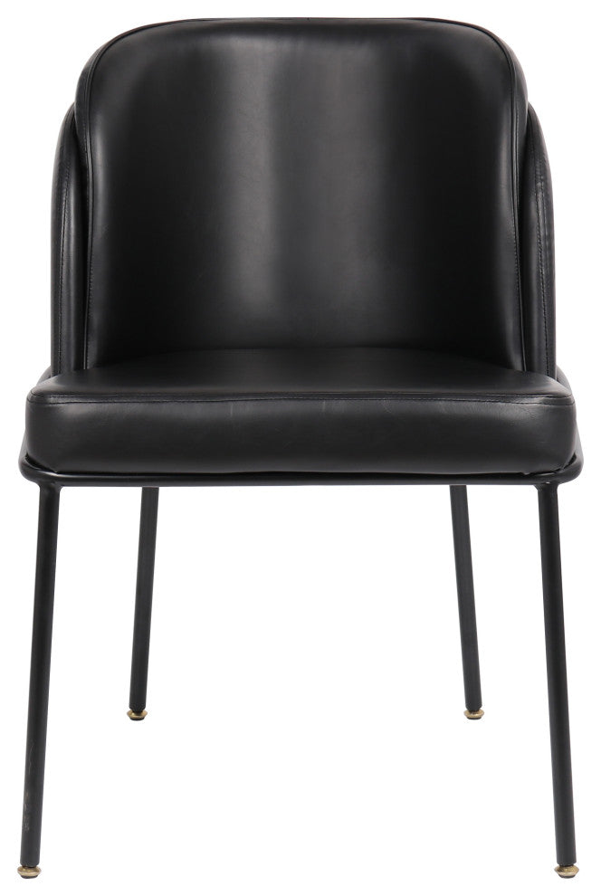 Jagger Vegan Leather Upholstered Dining Chair, Set of 2, Black, Matte Black Finish