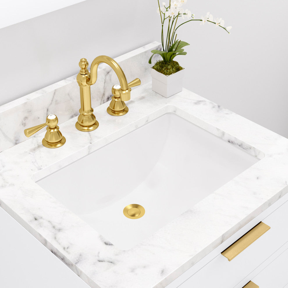 Bristol 24" Vanity, White With Mirrors and Hook Faucet