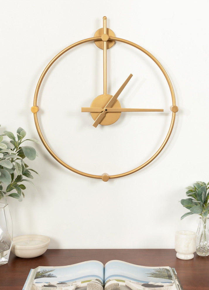 Lidor Metal Wall Clock, Gold, 22x25