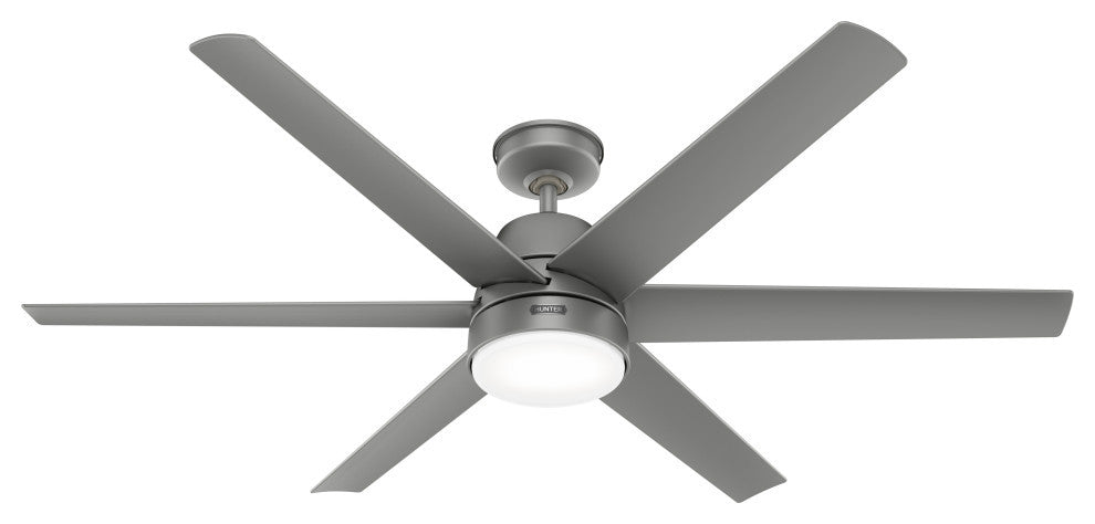 Hunter 60" Skysail Matte Silver Wet Rated Ceiling Fan, LED Kit, Remote