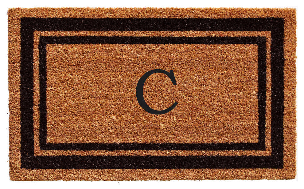 Black Border 18"x30" Monogram Doormat, Letter C
