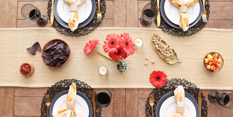 Honey Gold Chevron Table Runner 15x108
