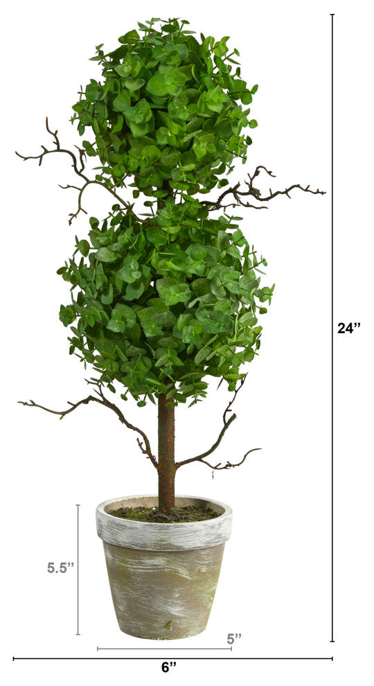 2' Eucalyptus Double Ball Topiary Artificial Tree
