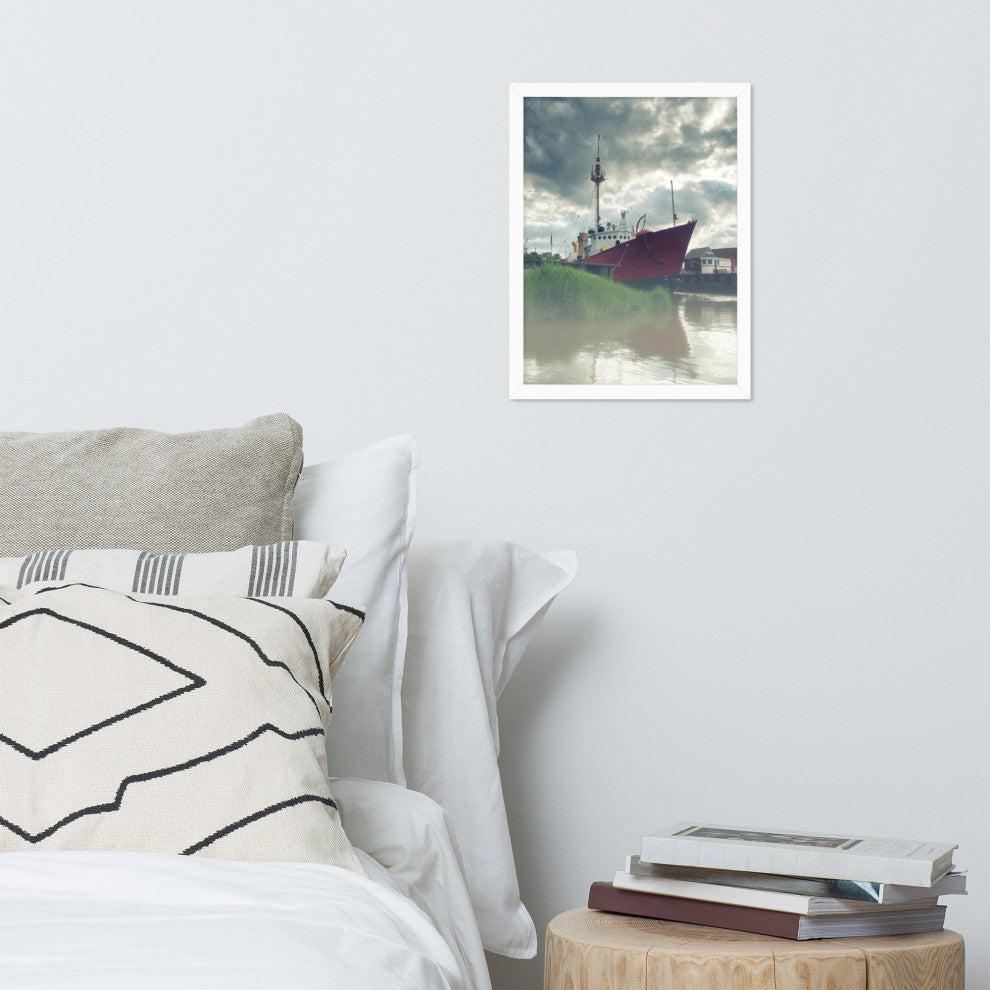 Foggy River Coastal Landscape Framed Photo Paper Wall Art Prints, White, 12" X 16"