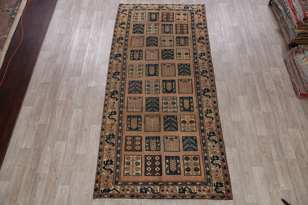 Consigned, Handmade Persian Worn Oriental Vintage Runner Rug, Peach, 10'11"X5'2"
