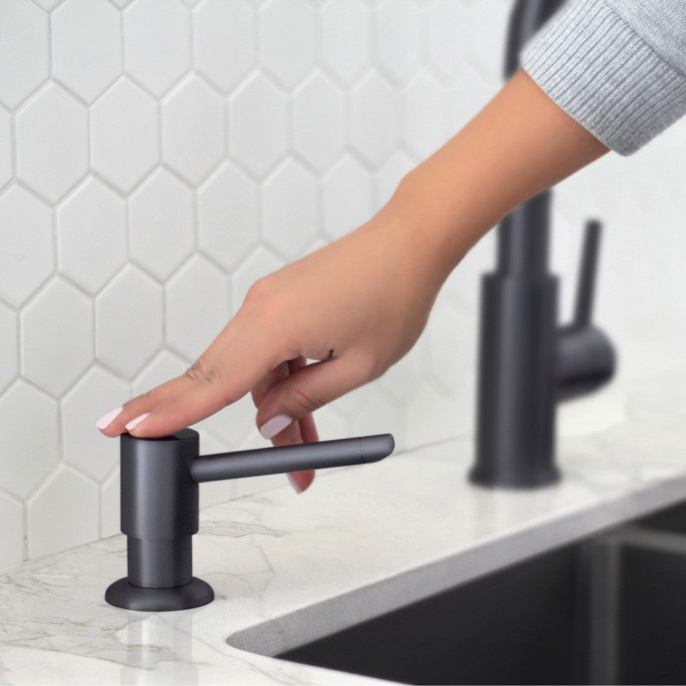 Stylish Pull Down Kitchen Faucet + Soap Dispenser Matte Black Finish
