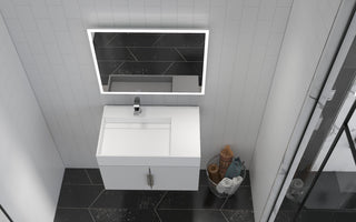 CastelloUSA Amazon 30" Left Wall Mounted Bathroom Vanity Set, White, White Top, Brushed Nickel