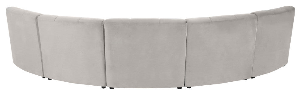 Limitless Velvet Upholstered 5-Piece Modular Sectional, Cream