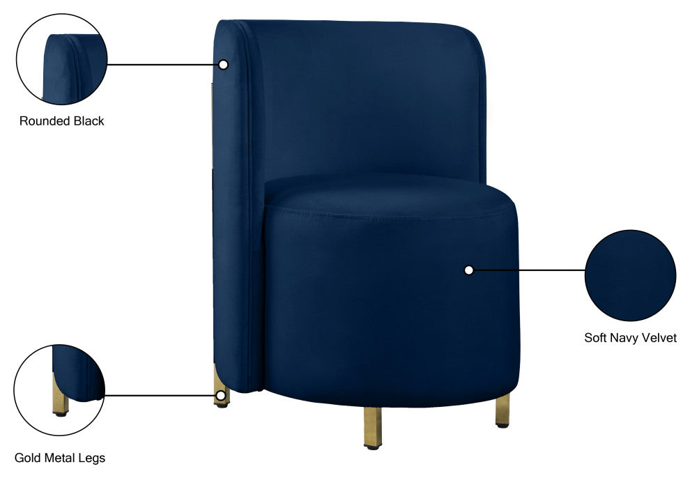 Rotunda Velvet Upholstered Accent Chair, Navy
