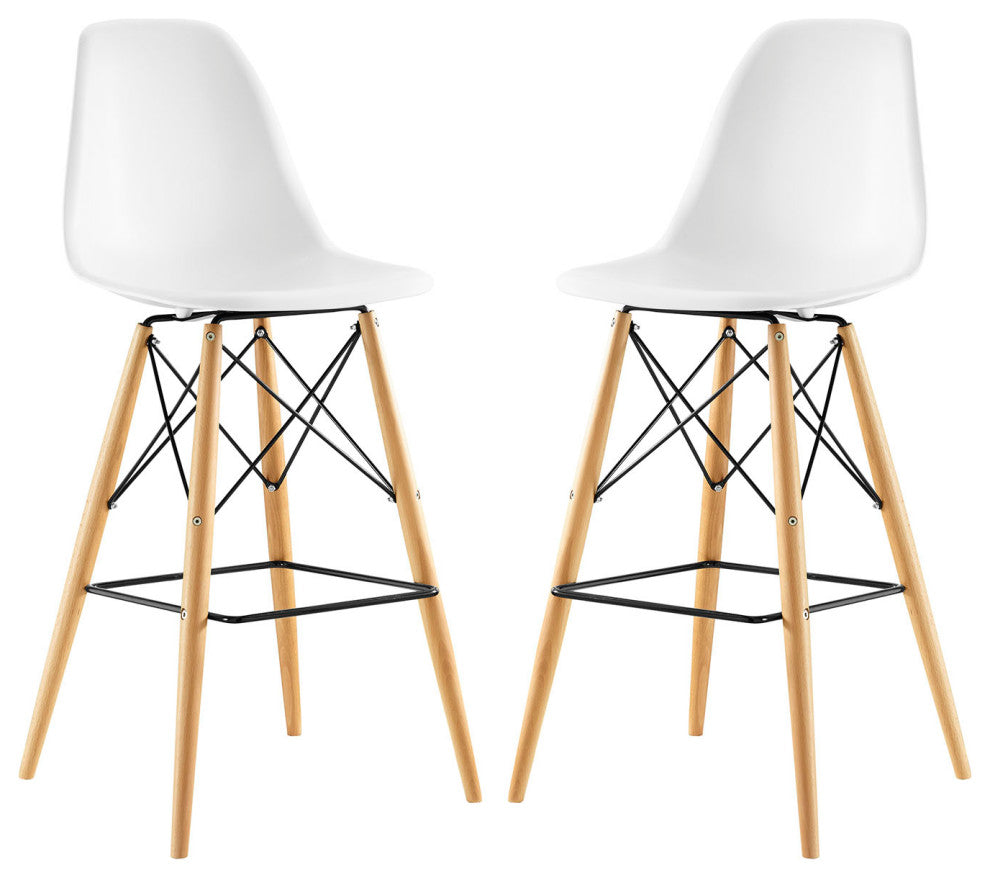 White Pyramid Dining Side Bar Stool Set of 2