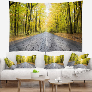 Cracked Road in the Forest Landscape Wall Tapestry, 92"x78"