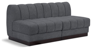 Quinn Chenille Upholstered 2-Piece Modular Sofa, Grey