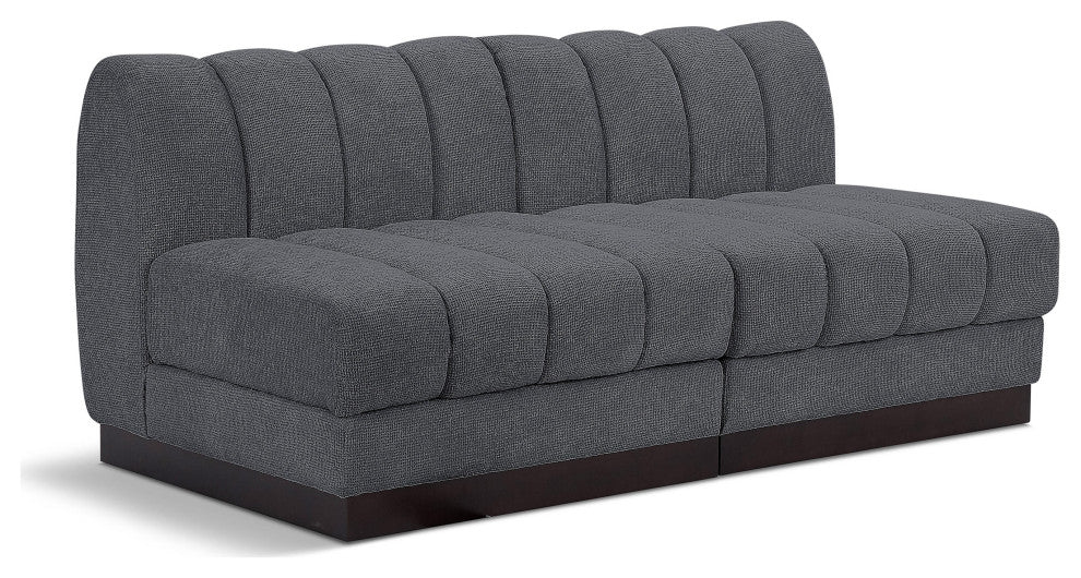 Quinn Chenille Upholstered 2-Piece Modular Sofa, Grey