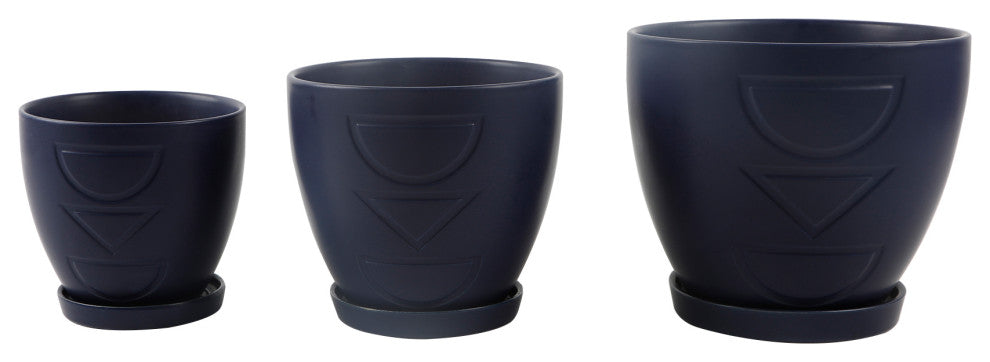 10" and 8" and 6.75" Hamburg Ceramic Pot On Saucer Set of 3