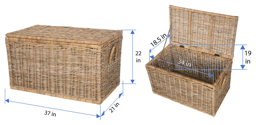 Rattan Kobo Decorative Storage Trunk With Lid, Large