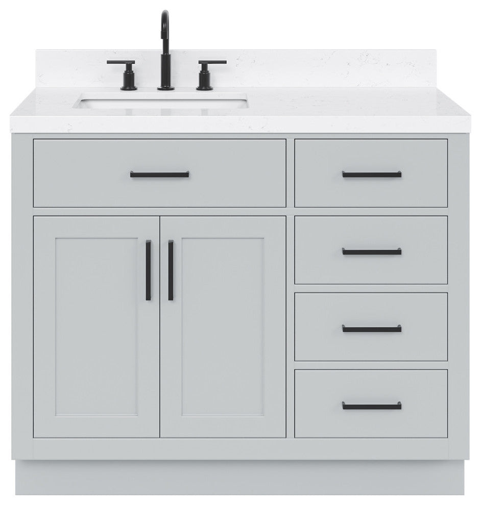 Ariel Hepburn 42" Single Rectangle Sink Vanity, Carrara Quartz