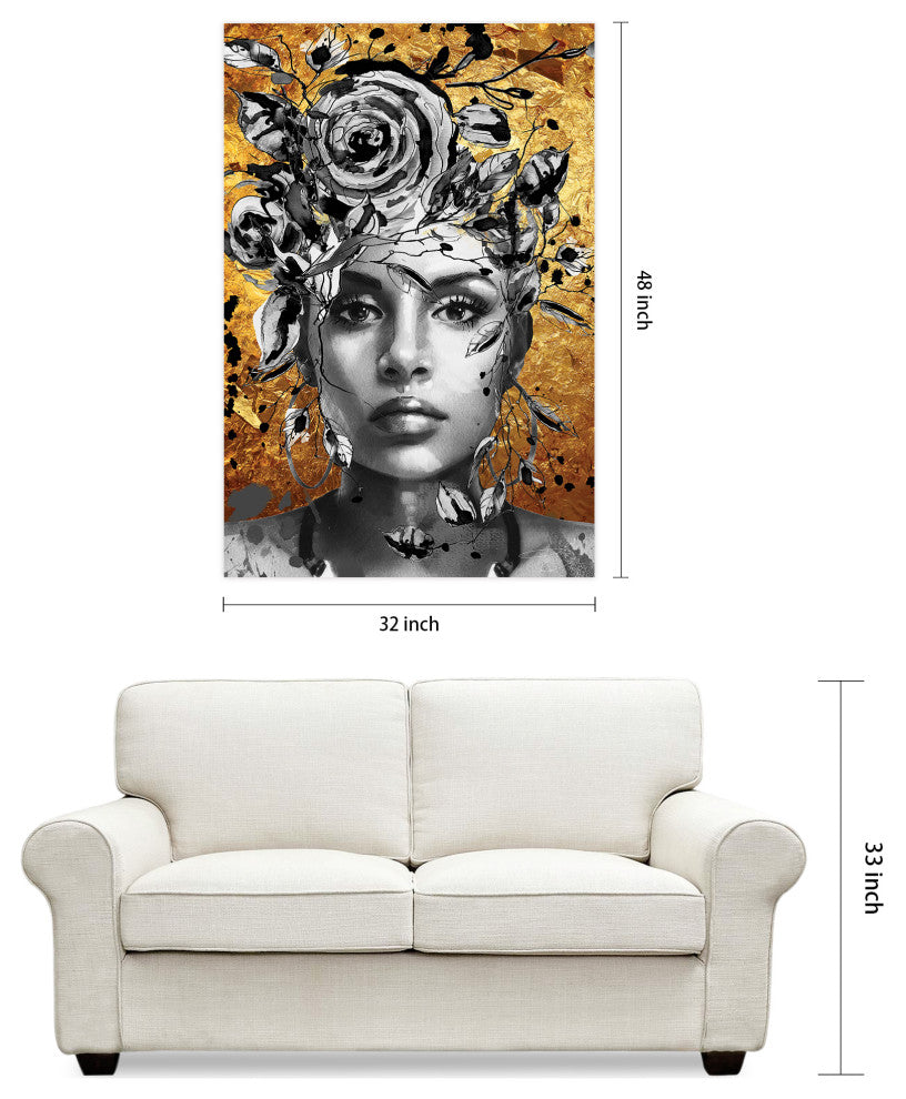 Beautiful Woman Printed Wall Art Unframed Free Floating Tempered Glass
