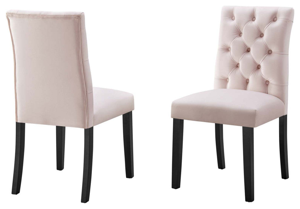 Side Dining Chair, Set of 2, Pink, Velvet, Modern, Cafe Bistro Hospitality