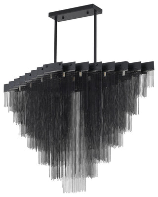 24-Light Satin Black Chandelier With Hanging Aluminum Chains