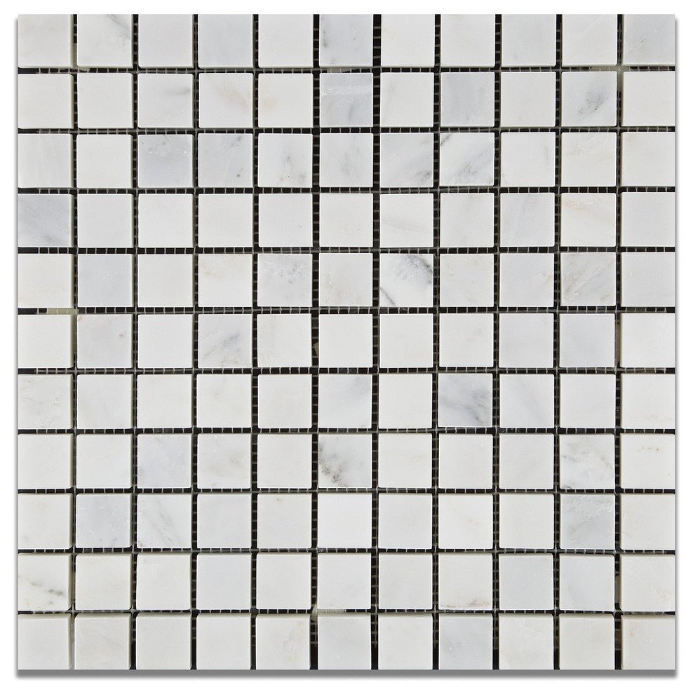 1 X 1 Oriental White / Asian Statuary Marble Honed Mosaic Tile