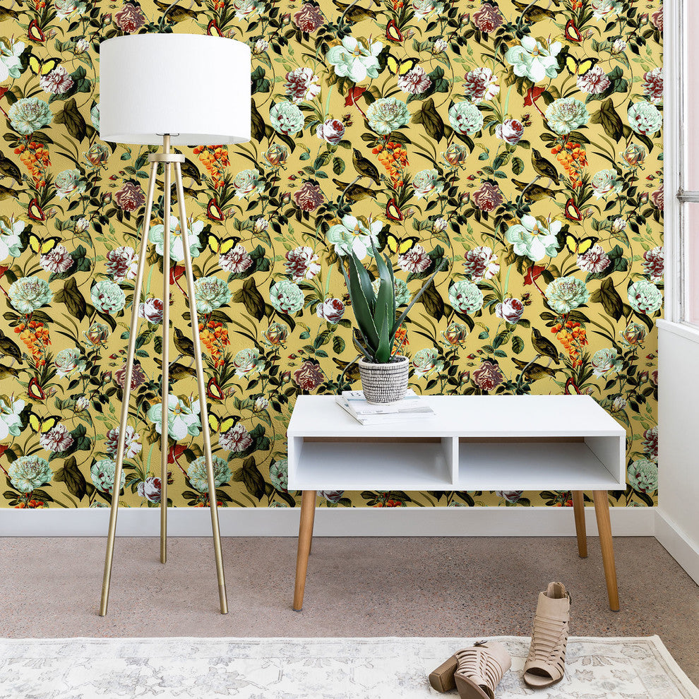 Deny Designs Marta Barragan Camarasa Floral Bouquet Wallpaper, Yellow, 2'x8'
