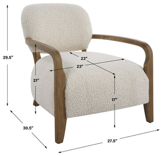 Uttermost 23772 Telluride 28"W Oak Framed Polyester Accent Chair - Oak / White