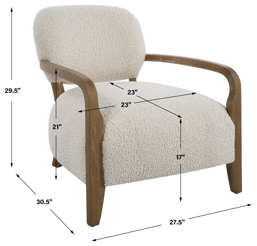 Uttermost 23772 Telluride 28"W Oak Framed Polyester Accent Chair - Oak / White
