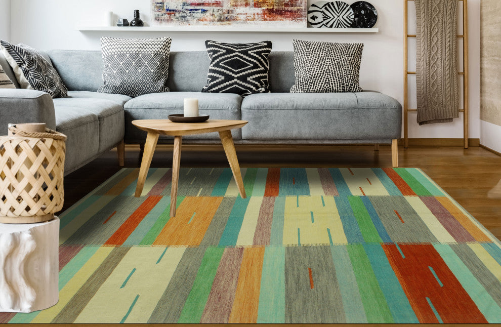 Winchester Kilim Nilofer Blue/Red Rug, 6'8x9'9
