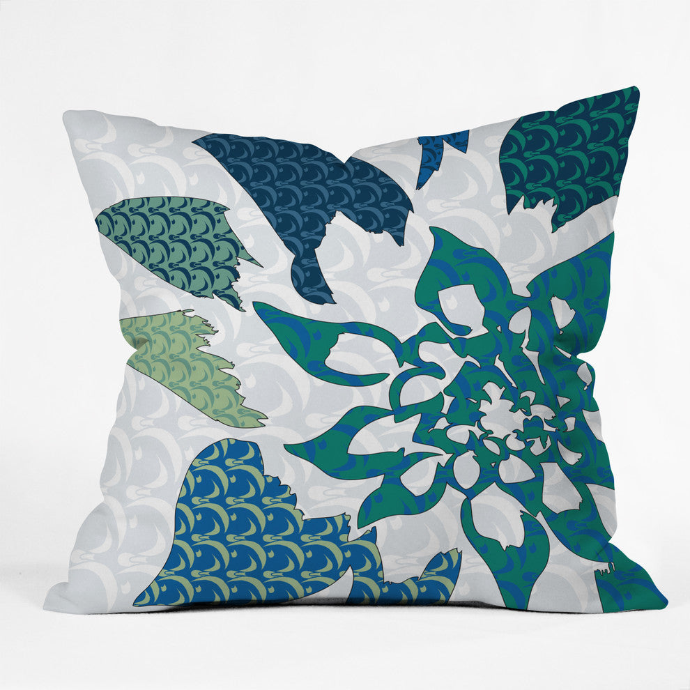 Deny Designs Karen Harris Constance In Blue Blossom Outdoor Throw Pillow