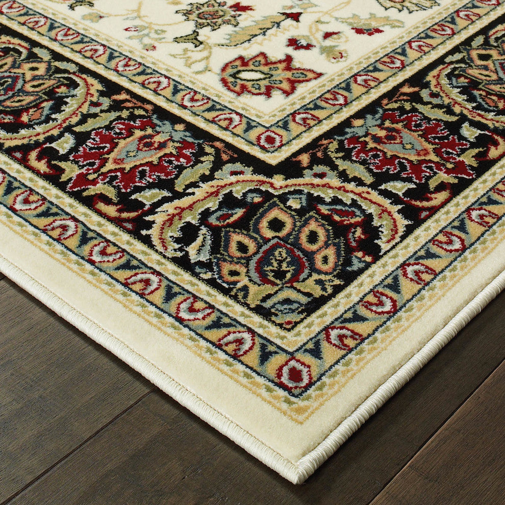 Oriental Weavers Kashan Ivory/ Black Oriental Indoor Area Rug 3'10"X5'5"