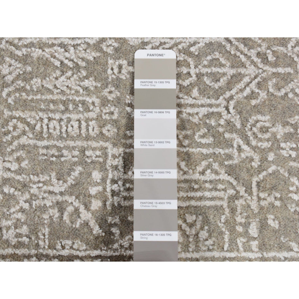 Dorian Gray Wool and Plant Based Silk Fine Jacquard Hand Loomed Rug 5'9"x9'