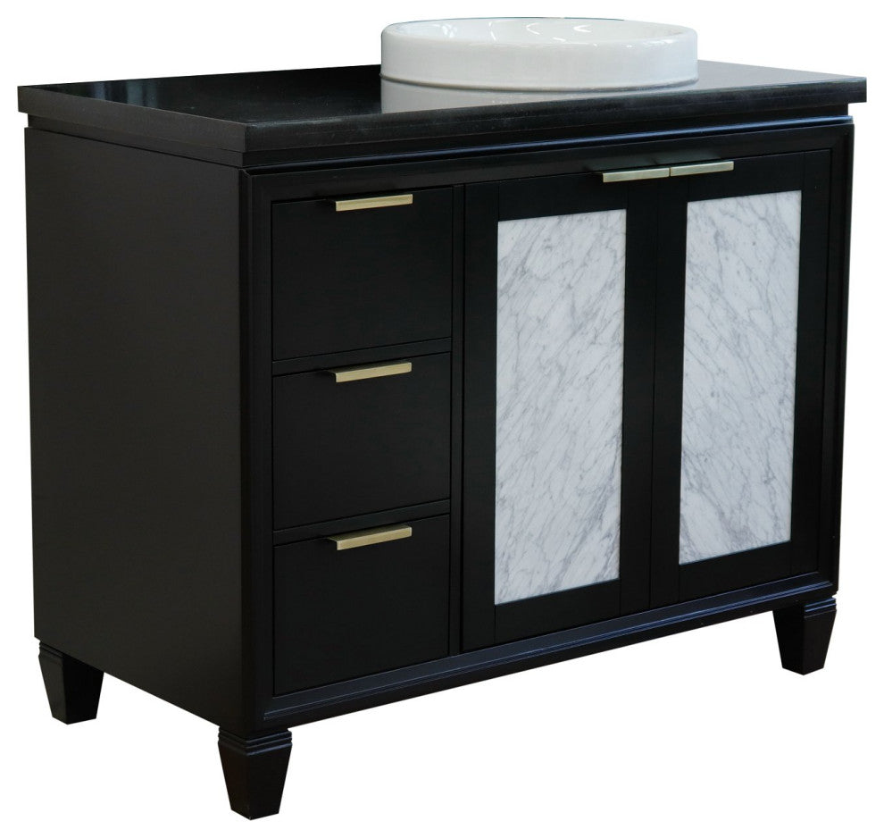 43" Single Vanity, Black Finish With Black Galaxy