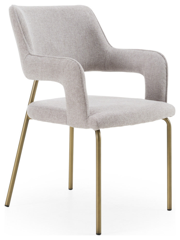 Modrest Childers Modern Grey Fabric + Antique Brass Dining Chair