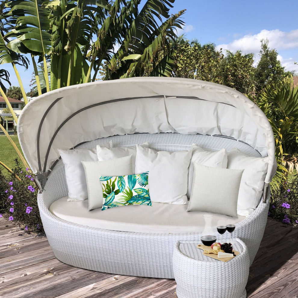 3-Piece Set Blue White Tropical Indoor Outdoor Zippered Pillows