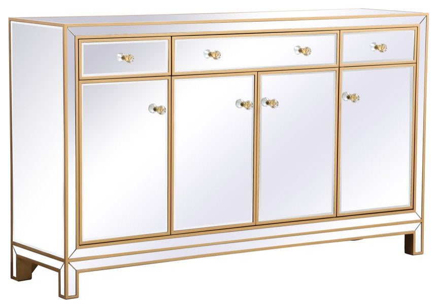 Rosie 60" Mirrored Credenza, Gold