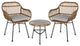 Lesley Faux Wicker 2 Seater Chat Set with Tempered Glass Table, Brown